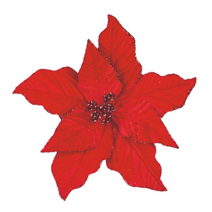 Red Poinsettia Clip With Glitter 22cm