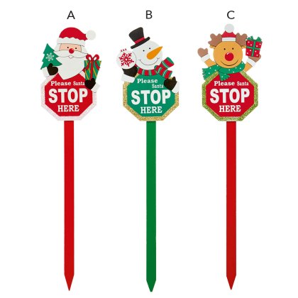 Wooden Santa Stop Here Sign 49cm (Choice of 3)