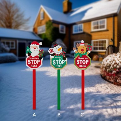 Wooden Santa Stop Here Sign 49cm (Choice of 3)