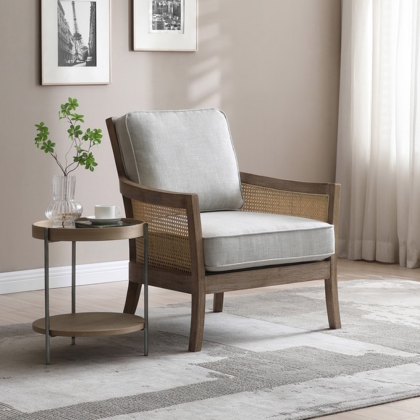Castile Armchair With Cream Linen Fabric Seat & Back Cushions