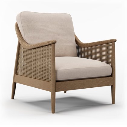 Loomier Armchair With Cream Linen Fabric Seat & Back Cushions