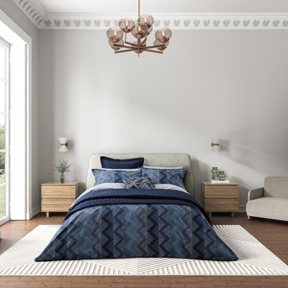 Sutton Duvet Cover Set Denim Blue (Multiple Sizes)
