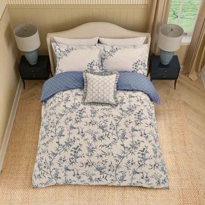 Paradise Woods Toile Reversible Duvet Cover Set Woad (Multiple Sizes)