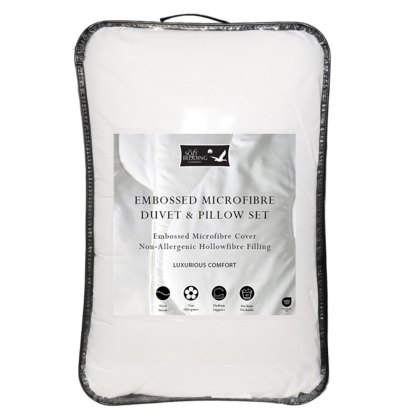 Embossed Microfibre 13.5 Tog Duvet & Pillow Set (Multiple Sizes) Embossed Microfibre 13.5 Tog Duvet & Pillow Set (Multiple Sizes)