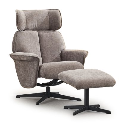Darling Swivel & Reclining Armchair + Footstool Fabric Stone Darling Swivel & Reclining Armchair + Footstool Fabric Stone