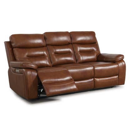 Bassano 3 Seater Electric Reclining Sofa Leather Tan Bassano 3 Seater Electric Reclining Sofa Leather Tan