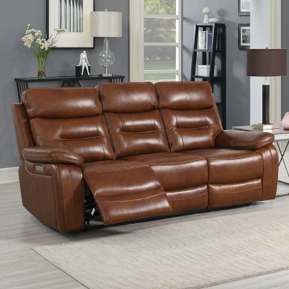 Bassano 3 Seater Electric Reclining Sofa Leather Tan Bassano 3 Seater Electric Reclining Sofa Leather Tan