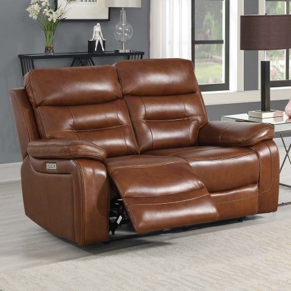 Bassano 2 Seater Electric Reclining Sofa Leather Tan Bassano 2 Seater Electric Reclining Sofa Leather Tan