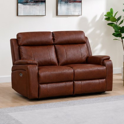 Formello 2 Seater Electric Reclining Sofa Leather Tan Formello 2 Seater Electric Reclining Sofa Leather Tan