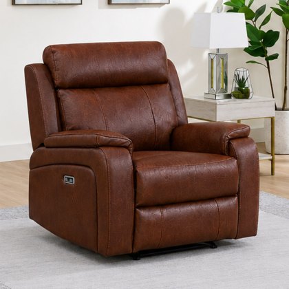 Formello Electric Reclining Armchair Leather Tan Formello Electric Reclining Armchair Leather Tan