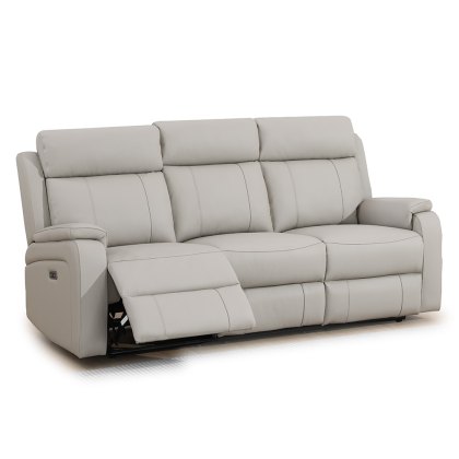 Formello 3 Seater Electric Reclining Sofa Leather Light Grey Formello 3 Seater Electric Reclining Sofa Leather Light Grey