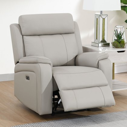 Formello Electric Reclining Armchair Leather Light Grey Formello Electric Reclining Armchair Leather Light Grey
