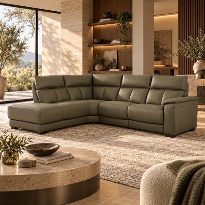 Tuscany 4+ Seater Electric Reclining Corner Sofa With Terminal Chaise LHF Leather Category 20 BX/NW