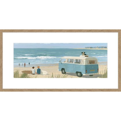 Watching The Waves 62cm x 32cm Picture By Lucy Heart Wooden Frame Watching The Waves 62cm x 32cm Picture By Lucy Heart Wooden Frame