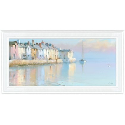 Pastel Harbour 115cm x 60cm Picture By Irene Glenys White Frame Pastel Harbour 115cm x 60cm Picture By Irene Glenys White Frame