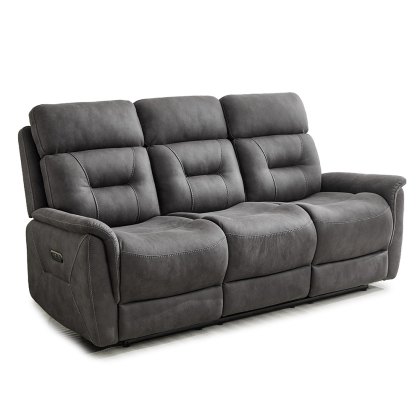 Francesco 3 Seater Electric Reclining Sofa Faux Suede Grey Francesco 3 Seater Electric Reclining Sofa Faux Suede Grey