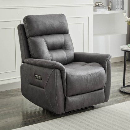 Francesco Electric Reclining Armchair Faux Suede Grey Francesco Electric Reclining Armchair Faux Suede Grey