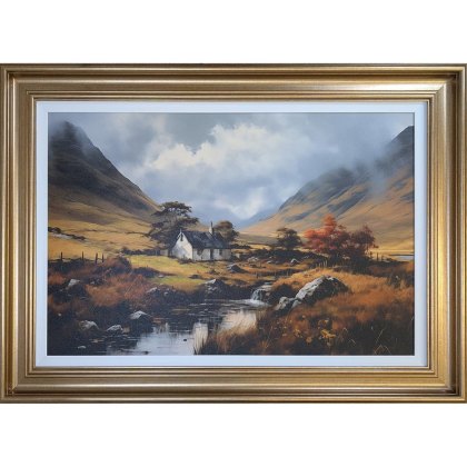 Glencoe Cottage 101cm x 71cm Picture Gold Frame Glencoe Cottage 101cm x 71cm Picture Gold Frame