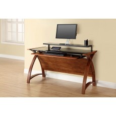 Curve Office Walnut Wide Computer Desk With Keyboard & Monitor Shelf Curve Office Walnut Wide Computer Desk With Keyboard & Monitor Shelf