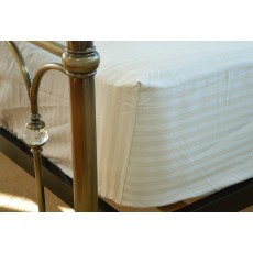 Hotel Stripe Fitted Sheet (15") Ivory (Multiple Sizes)