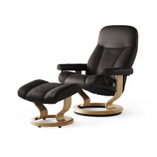 Consul Medium Chair With Classic Base + Footstool Cori Leather