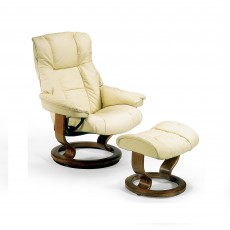 Mayfair Small Chair With Classic Base + Footstool Cori Leather