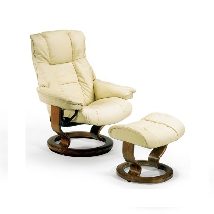 Mayfair Small Chair With Classic Base + Footstool Cori Leather Mayfair Small Chair With Classic Base + Footstool Cori Leather
