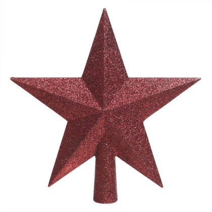 Shatterproof Christmas Tree Star With Glitter Oxblood 19cm