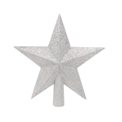 Silver Glitter Star Tree Topper