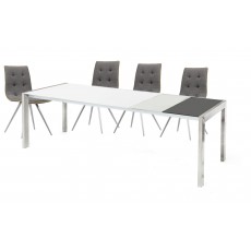 Tortina 6-10 Person Extending Dining Table & 4 Rimini Upholstered Dining Chairs