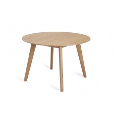 Bjorn 4 Person Round Dining Table & 4 Dining Chairs C/W Grey Fabric Seat Pad & Back