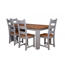 Aquitane Weathered Oak 6-8 Person Extending Dining Table & 4 Dining Chairs