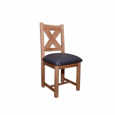 Triomphe Weathered Oak Dining Chair C/W Chocolate Brown Faux Leather Seat Pad Triomphe Weathered Oak Dining Chair C/W Chocolate Brown Faux Leather Seat Pad