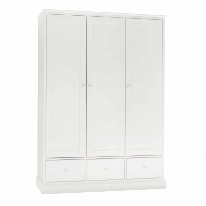Julie 3 Door Wardrobe With 3 Storage Drawers White Julie 3 Door Wardrobe With 3 Storage Drawers White