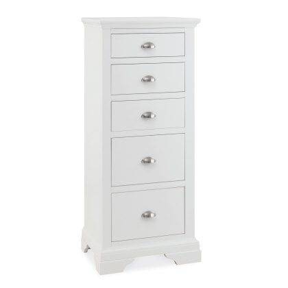 Lipari White Painted 5 Drawer Tallboy Lipari White Painted 5 Drawer Tallboy