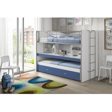Bonny High Sleeper With Desk & Pull Out Bed Blue