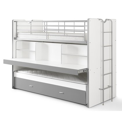 Bonny High Sleeper With Desk & Pull Out Bed Silver