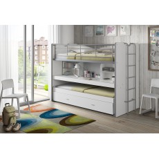 Bonny High Sleeper With Desk & Pull Out Bed White
