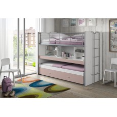 Bonny High Sleeper With Desk & Pull Out Bed Light Pink