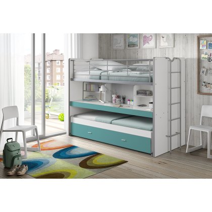 Bonny High Sleeper With Desk & Pull Out Bed Turquoise