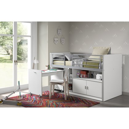 Bonny Mid Sleeper With Pull Out Desk White