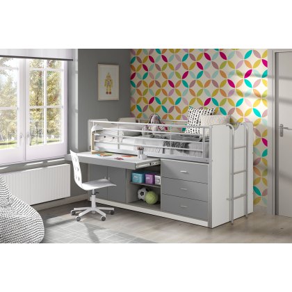Bonny Mid Sleeper With Slide Out Desk Silver
