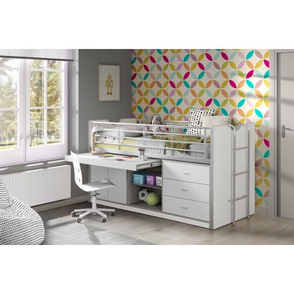Bonny Mid Sleeper With Slide Out Desk White