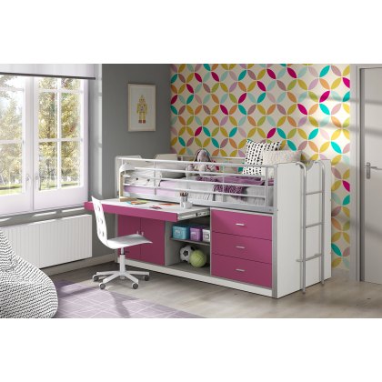 Bonny Mid Sleeper With Slide Out Desk Fuchsia