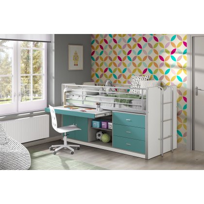 Bonny Mid Sleeper With Slide Out Desk Turquoise