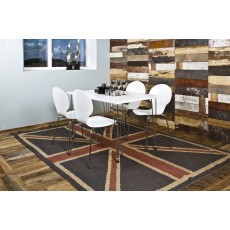 Lene 4 Person Rectangle Dining Table + 4 Blue Marcus Chairs