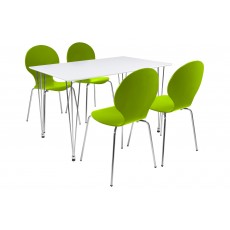Lene 4 Person Rectangle Dining Table + 4 Green Marcus Chairs