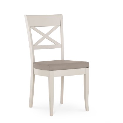 Freeport X Back Dining Chair With Faux Leather Seat Pad Grey
