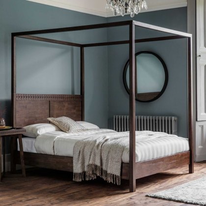Jaipur 4 Poster Bedstead Dark Brown (Multiple Sizes)