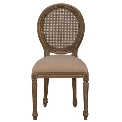 Georgia Rattan Back Dining Chair With Beige Fabric Seat Pad Rustic Brown